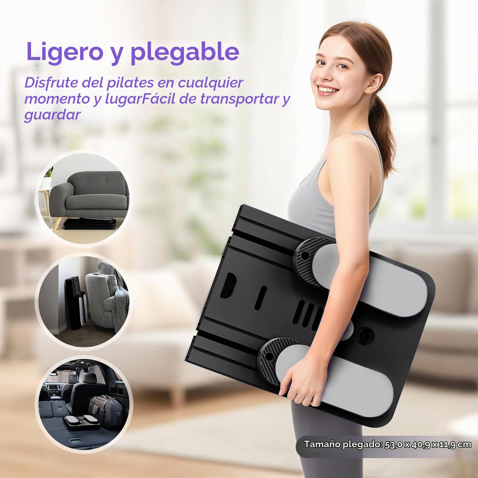 Tabla de pilates para el hogar 2026, reformador de pilates multifuncional plegable con rebote automático, entrenador abdominal y bandas de resistencia para entrenamiento de núcleo y cuerpo