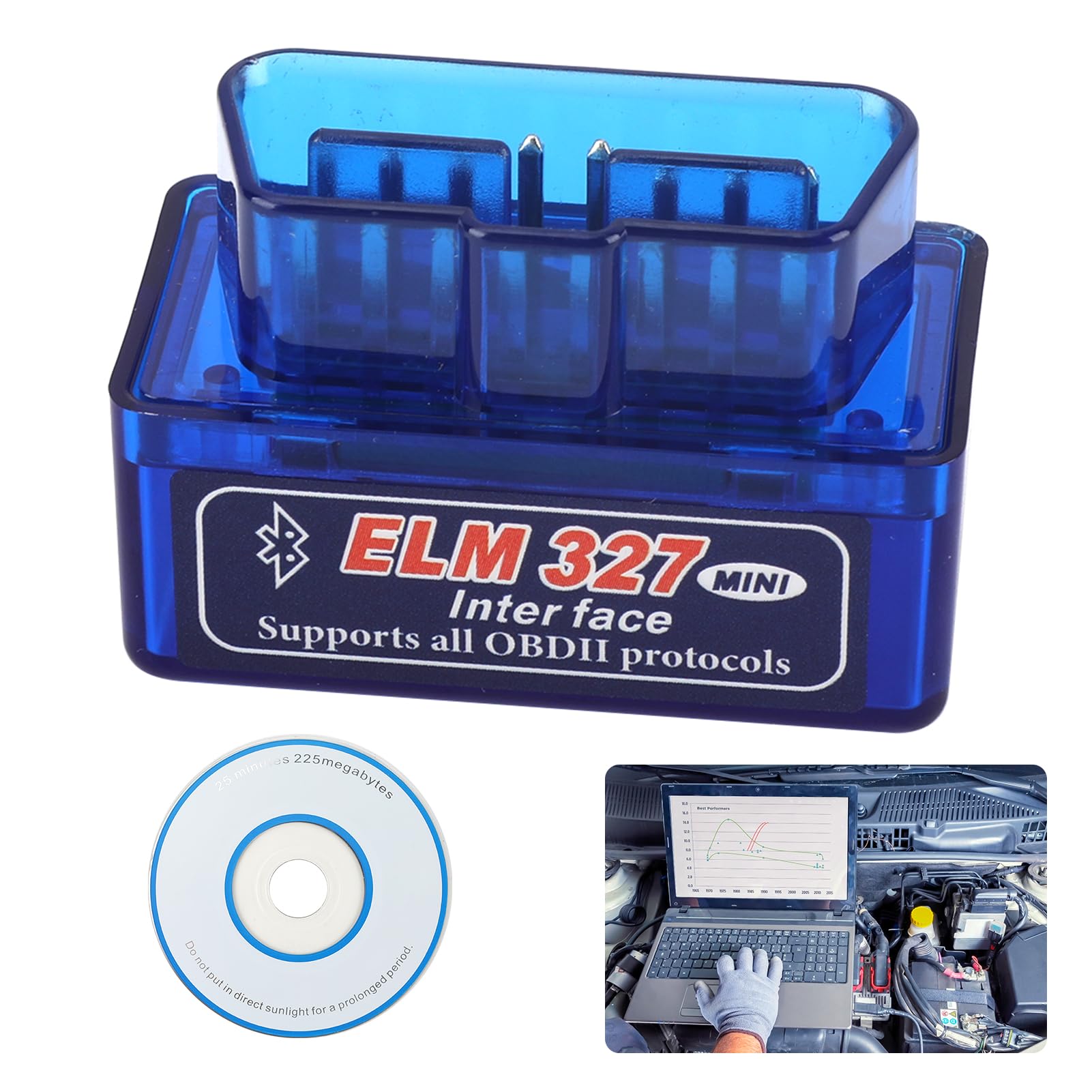 Mini Bluetooth OBD2 Code Reader, OBD2 Scanner Car Automotive Engine Scanner for Android and Windows, ELM327 OBD II Diagnostic Scan Tool, Check Engine Code Reader with Fault Code Reader (V2.1)