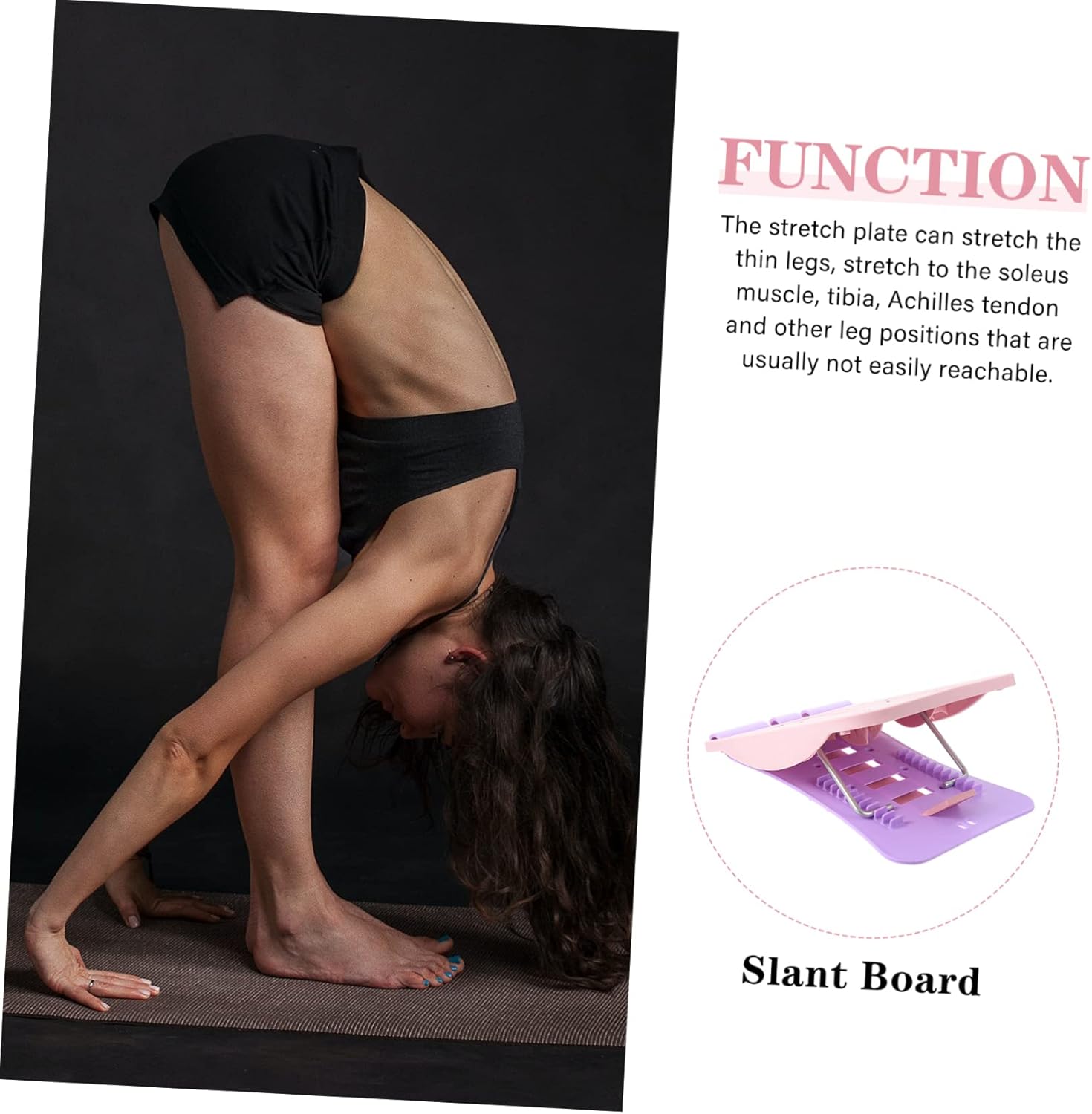 POPETPOP 1set Calf Stretch Board Elastic Rope Portable Incline Board for Fitness and Ankle Stretching for Home Gym Office Use Compact Design