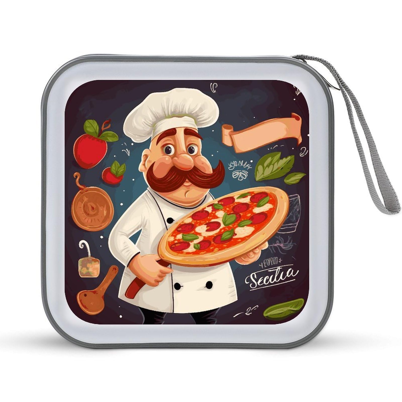 Estuche para DVD portátil Chef Pizza ideal para organizar música en el coche