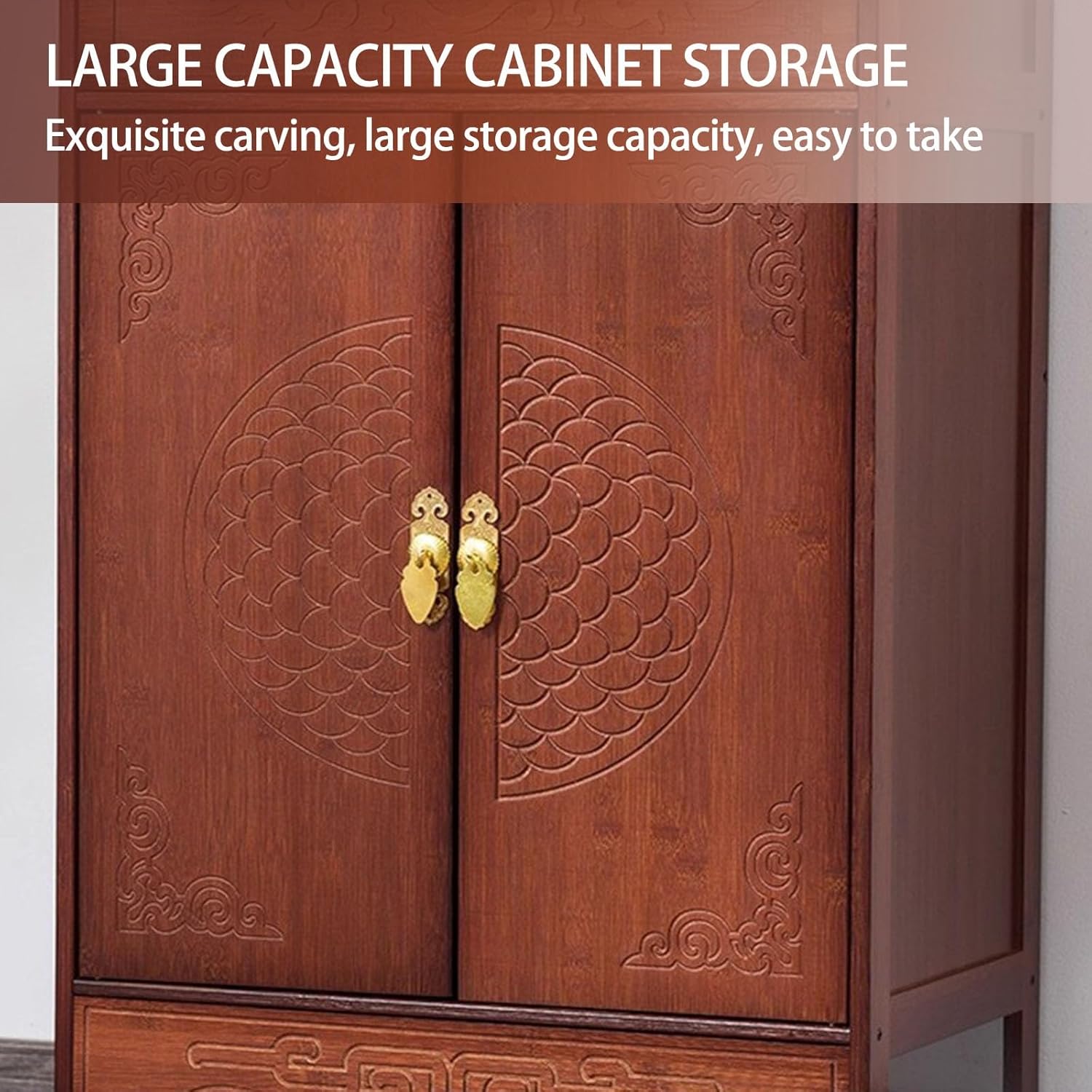 Bamboo Personal Shrine Altar Cabinet with Storage,Prayer Meditation Table with Drawer,Chinese Cabinet Pedestal Offering Table for Home Family or Temple Display(36cm/14.2in)