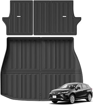 for Toyota Harrier 80 Venza 2021-2023 TPE 3D Car Floor Mats Cargo Liner Trunk/Backrest Pad Black3PCS Set