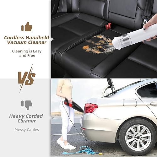 Miniatura 7 de Mini Car Vacuum Cleaner, 14,500Pa Powerful Suction Cordless Handheld Car Vacuum, 2-Speed Wireless Rechargeable Mini Vacuum with Dust Buster & Air