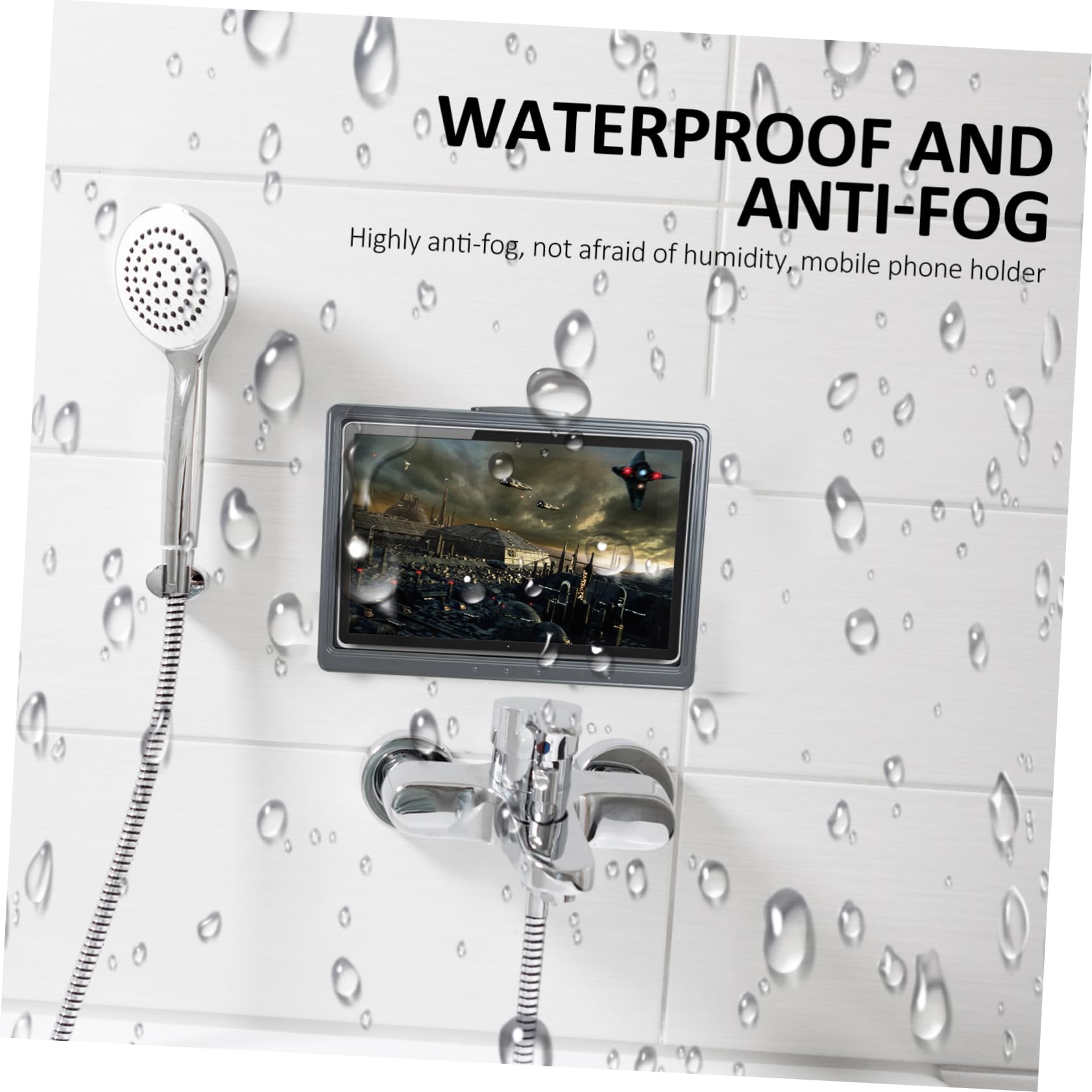 Supporto Per Telefono Da Bagno Supporto Parete Per Tablet e Smartphone Con Pellicola Antiappannamento Struttura Resistente e Facile Da Installare Per e Bagno