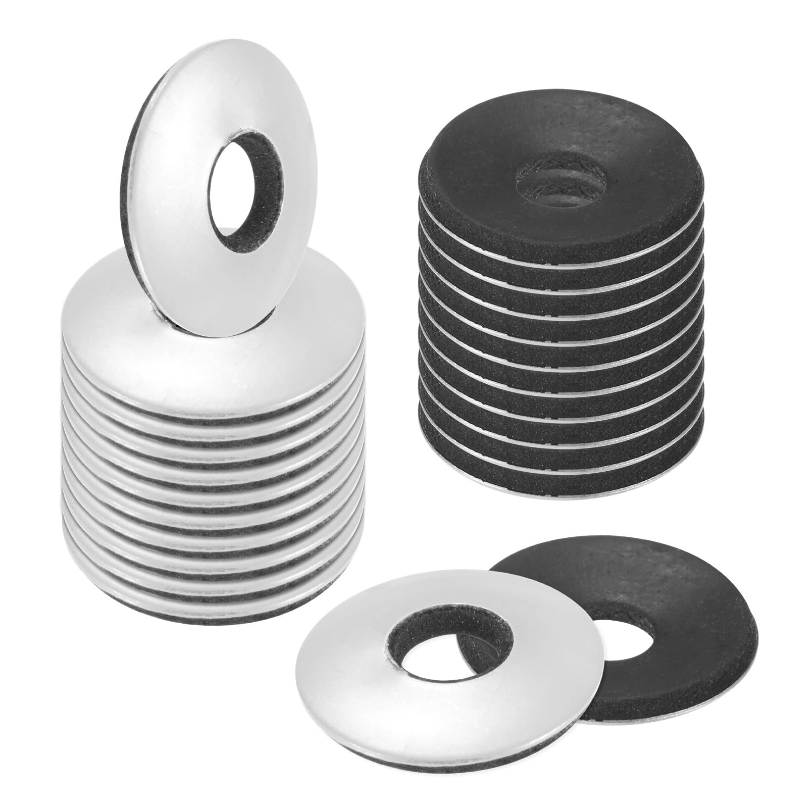 M METERXITY M8 x 22mm EPDM Bonded Sealing Rubber Washers, 50-Pack 304 Stainless Steel Neoprene Rubber Washers Gasket for Bolts/Screws/Machinery/Ships/Roof