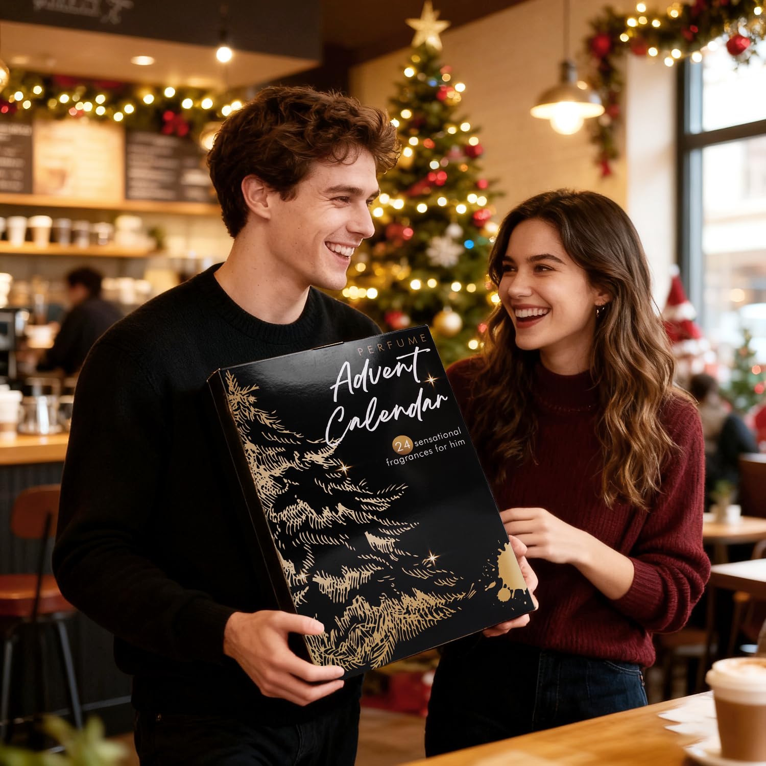 Parfüm Adventskalender 2026 Männer, 24 teiliges Duftset - Enthalten 35 ml Parfüm, Ätherische Öle und Auto Duft Diffuser, Weihnachtskalender Geschenk für Herren
