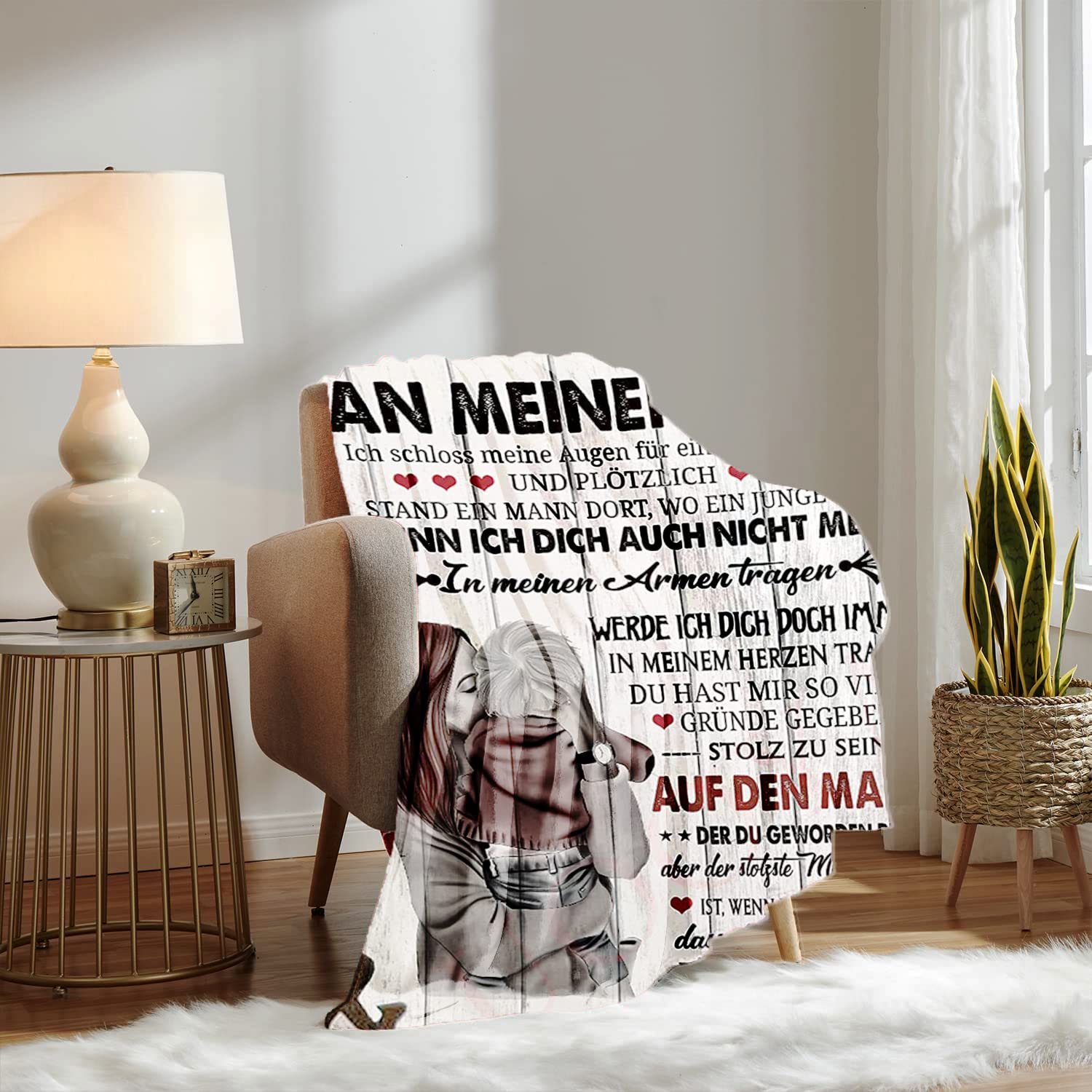 Kuscheldecke „An Meinen Sohn“ – Flanell, 100% Mikrofaser, Persönliches Geschenk Von Mama
