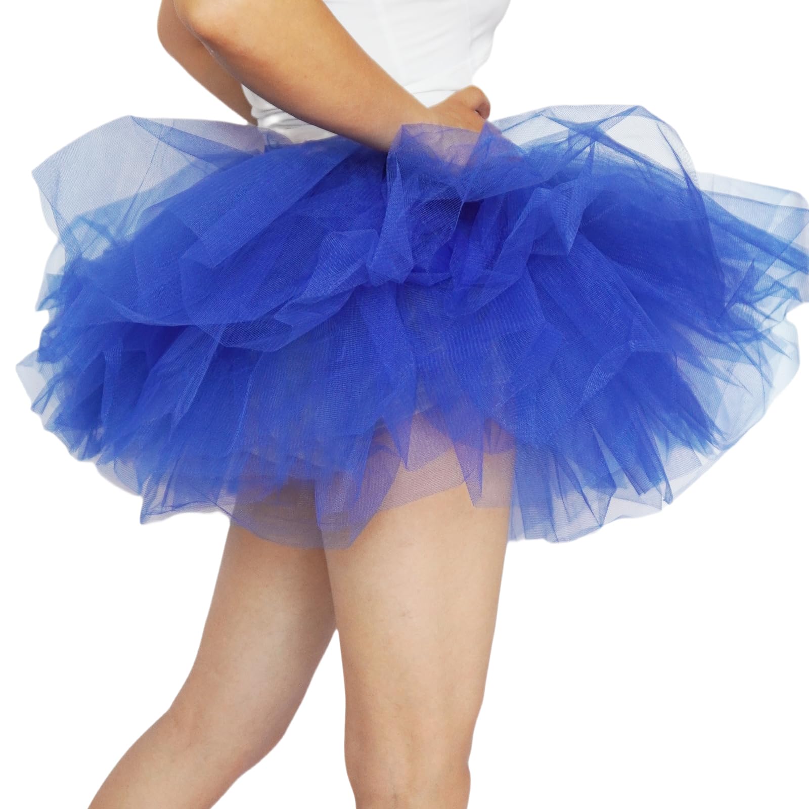 Women Red White Blue Tutu USA Star Skirt American Flag Tulle Skirt Adult Teens 5 Layers Halloween Costume Running Tutu