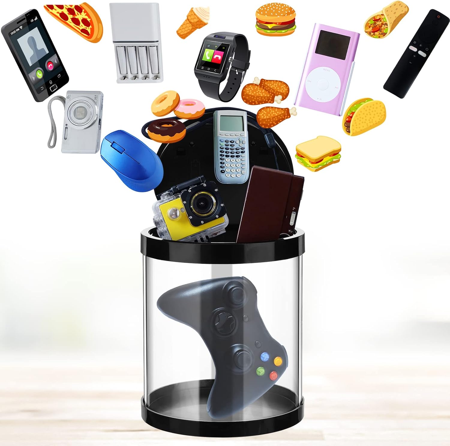 Qualirey Timed Lock Box Multipurpose Time Locking Container Plastic Self Control Cell Phone Jail Control Snack Game Sugar(Clear Black)