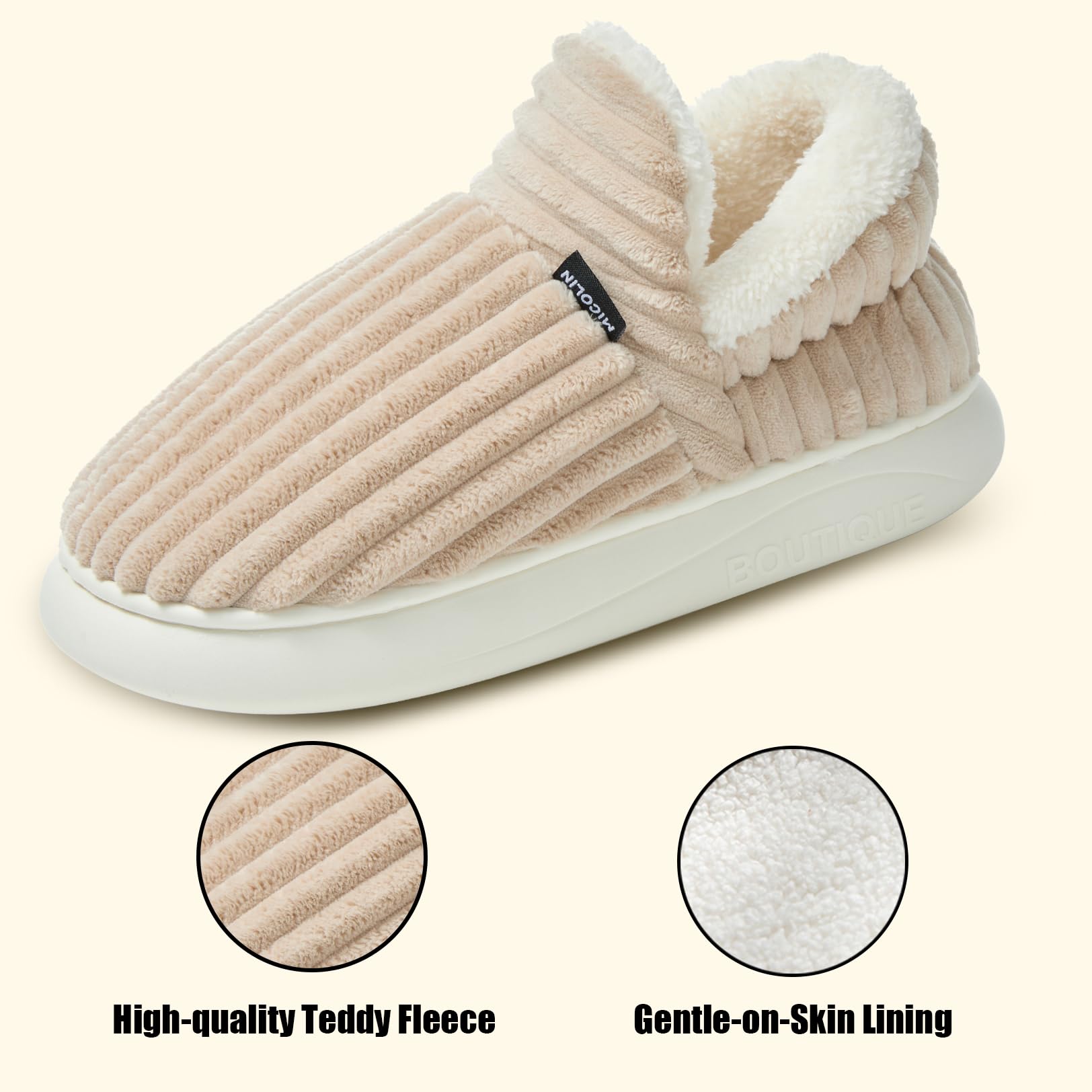 Misolin Pantofole Donna Invernali Peluche Ciabatte Casa Comode Pelose Inverno Scarpe Autunno Memoria Schiuma Antiscivolo Suola Cotone Morbida