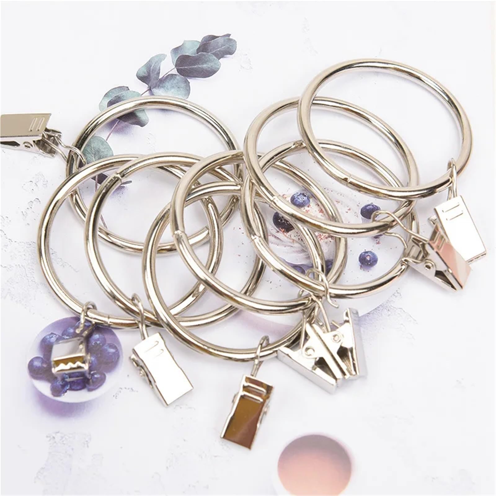 Metall-Duschvorhang-Clips, dekorative Vorhangringe für Zuhause, Retro-Wäscheklammer-Schnallen, Badezimmer-Haken-Zubehör (Farbe 2, Größe 3,5 x 32 mm)