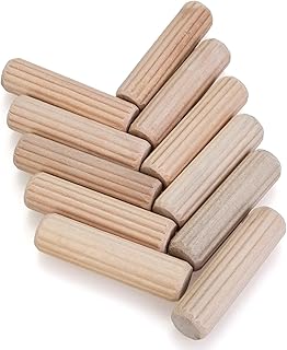 50 pcs 1/2" x 2" Wooden Dowel Pins, Hardwood, Kiln-Dried Fluted & Beveled Design for Easy Insertion for Woodworking, Furniture, Crafts & DIY Projects (12.5mm x 50mm)