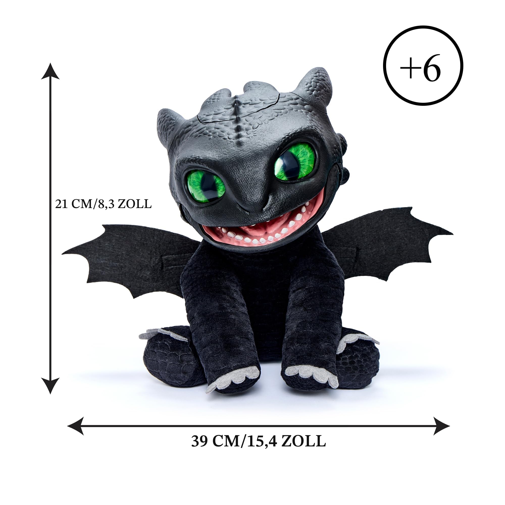 Puppetronic RE0000000 Real FX Toothless Plüschtier, elektronische Handpuppe, 30 cm, +50 Reaktionen und Geräusche, Rauch- und Feuereffekte, ab 6 Jahren, Famosa (RE000000)