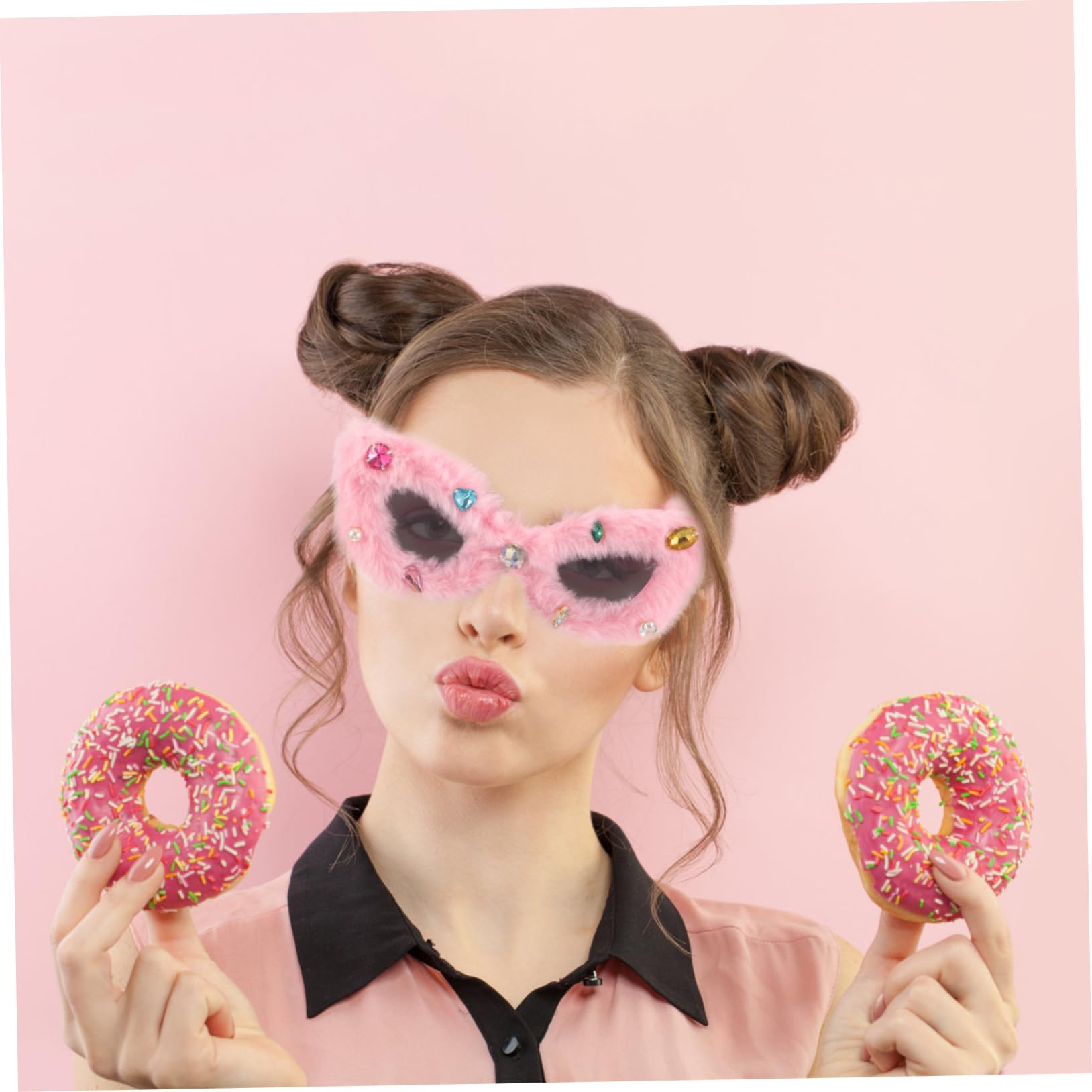 Healvian Gafas De Sol De Peluche Gafas De Sol Con Lentes Borrosas Divertido Mujer Gafas De Sol Rosas Esponjosas Pelo Gafas De Sol Originales Adulto Anteojos Borrosos Felpa