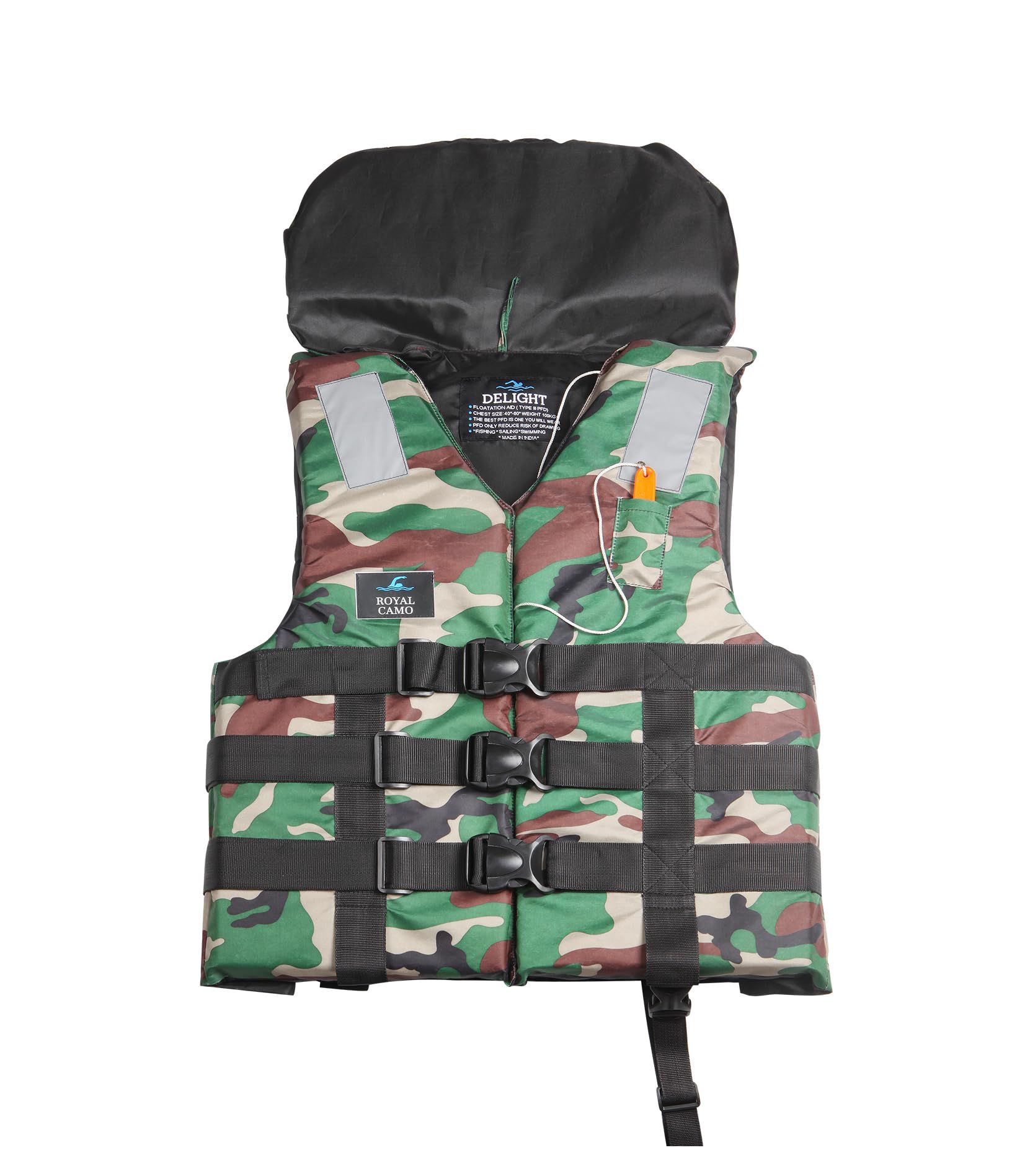 Life Jacket for Adult, Life Saving Jacket for Swimming Guard, Drifting Boating, PFD Type III, Weight Capacity Upto 120kg with Head Rest Support (Camo)-image-30