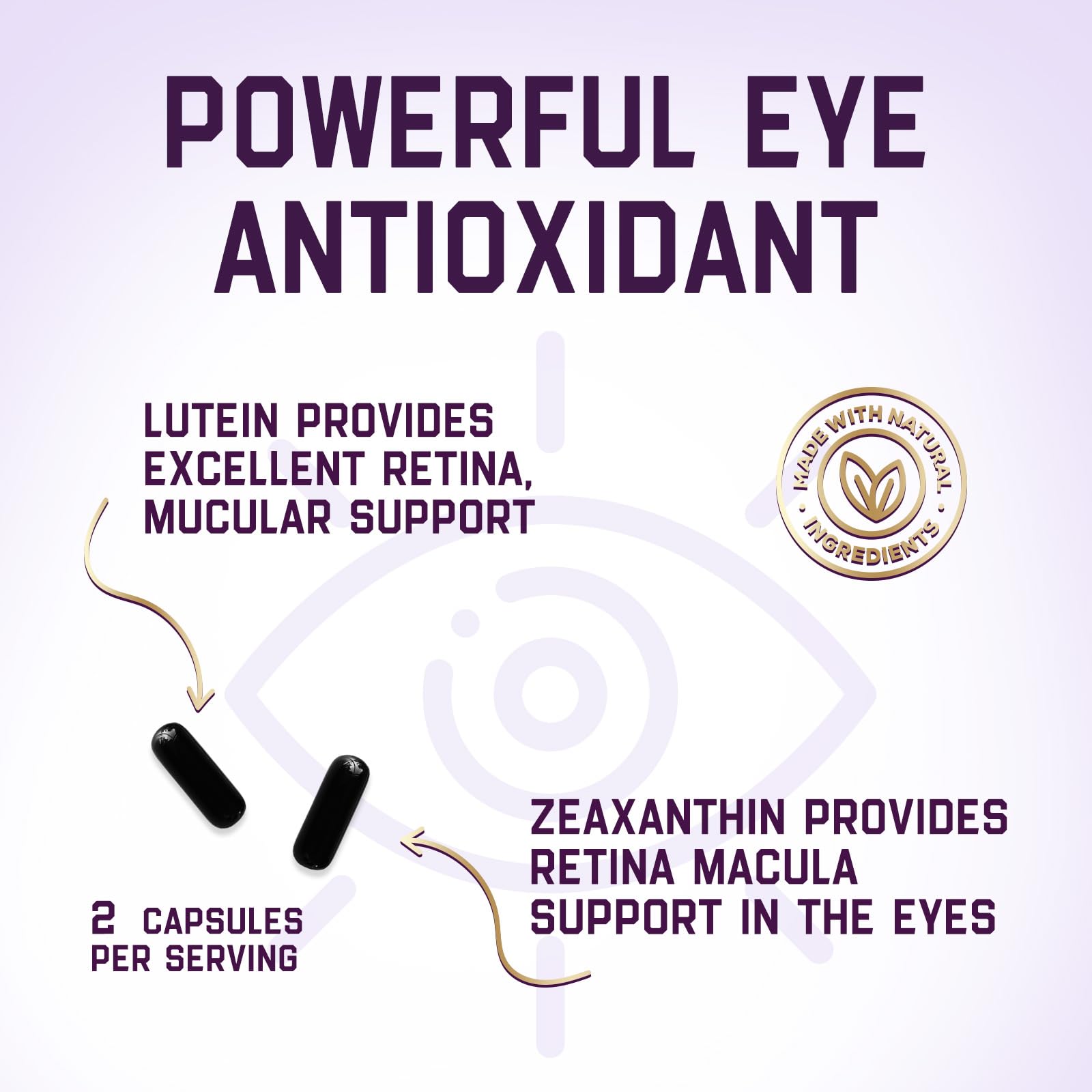 Eye Vitamins Supplements - 3x Strength Eye Health Vitamin with Lutein and Zeaxanthin - Natural Vision Macular Health Eye Support With Zinc, Vitamins C E & Minerals, Bottled in USA - 120 Capsules — Amazon image 6