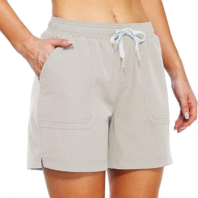 Amazon.com: QIFEN Pantalones cortos casuales para mujer, rectos y holgados,  con bolsillos, cintura elástica, pantalones cortos deportivos sólidos :  Ropa, Zapatos y Joyería