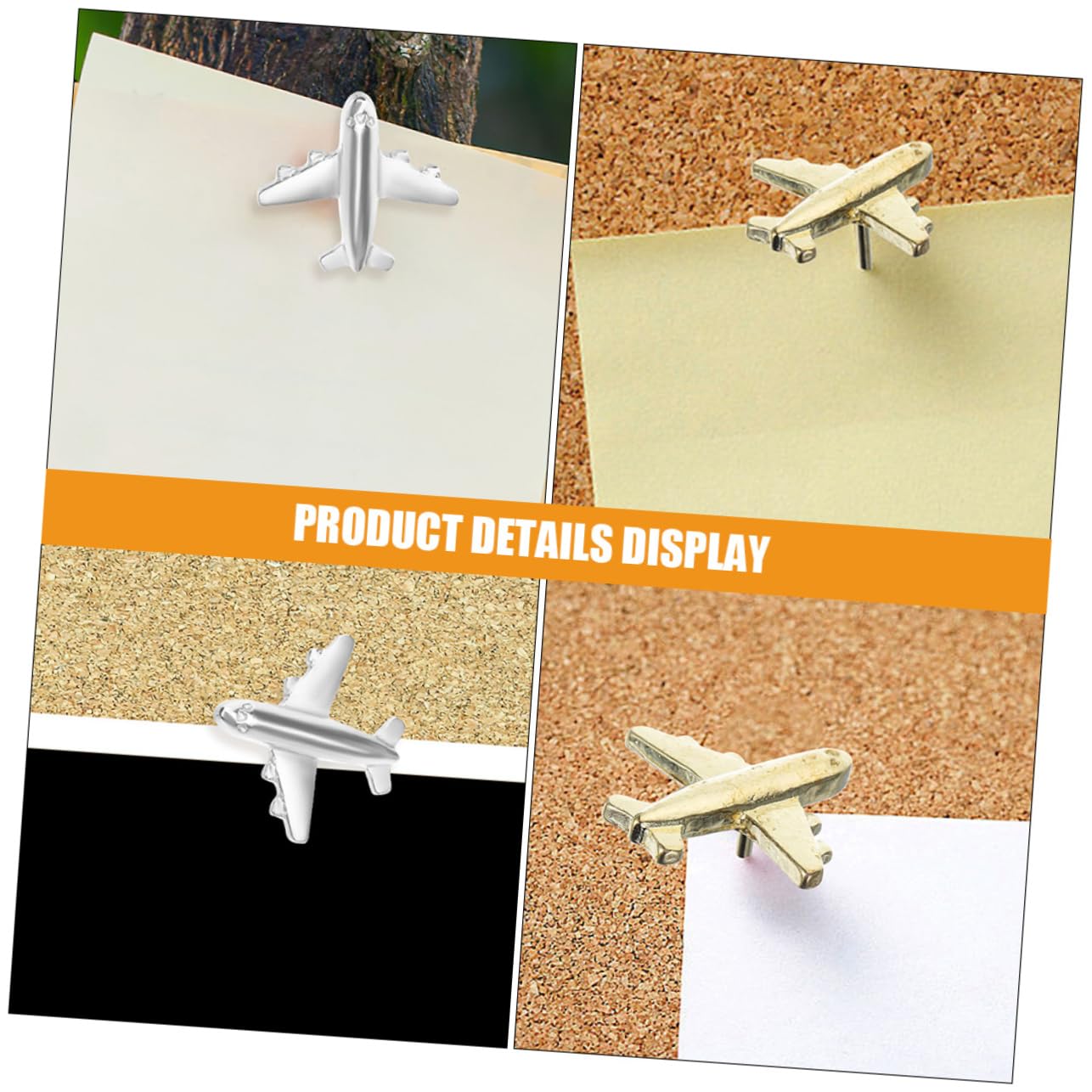 Juego de 4 Chinchetas Decorativas de Metal para Tablón de Anuncios Chinchetas de Avión para Pared Mapas Decorativas Papelería de Oficina Unidades X 4