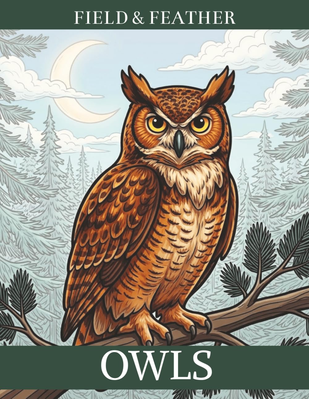 Owls: 45 Real Owl Species to Color — Bold, Easy-to-Color Birds in Beautifully Detailed Scenes for Adults and Bird Lovers (Field & Feather)