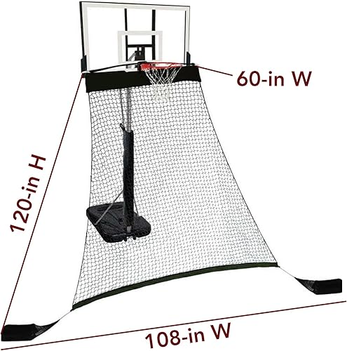 Miniatura 2 de Hathaway Rebounder - Sistema de retorno de baloncesto para práctica de tiro con red de poliéster resistente, color negro, 120 pulgadas de largo x 60