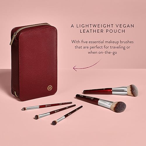 Miniatura 5 de BK BEAUTY Juego de brochas de viaje con bolsa de 5 piezas, veganos, libres de crueldad animal para cara y ojos, brochas de maquillaje ligeras y