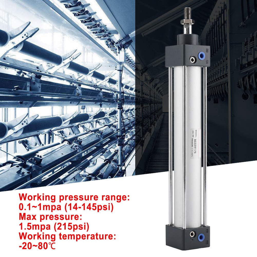 Hilitand SC32X175 Pneumatic Air Cylinder showing working pressure range and maximum pressure