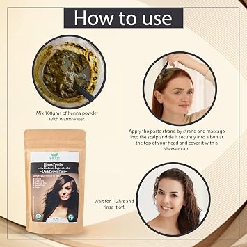 Organic Henna Dark Brown(with Indigo) some may need more Indigo MUST strand test | Healthier hair | CPSR certified in UK/EU, GMP, USDA