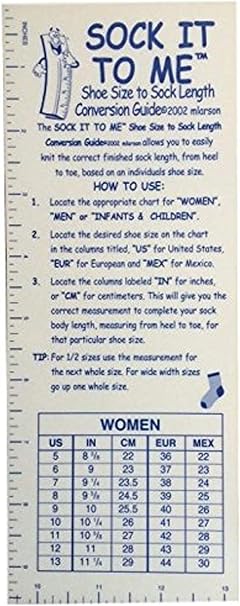 amazon com sock it to me knitting sock conversion guide knitting sock size chart mens womens kids babies clothing shoes jewelry