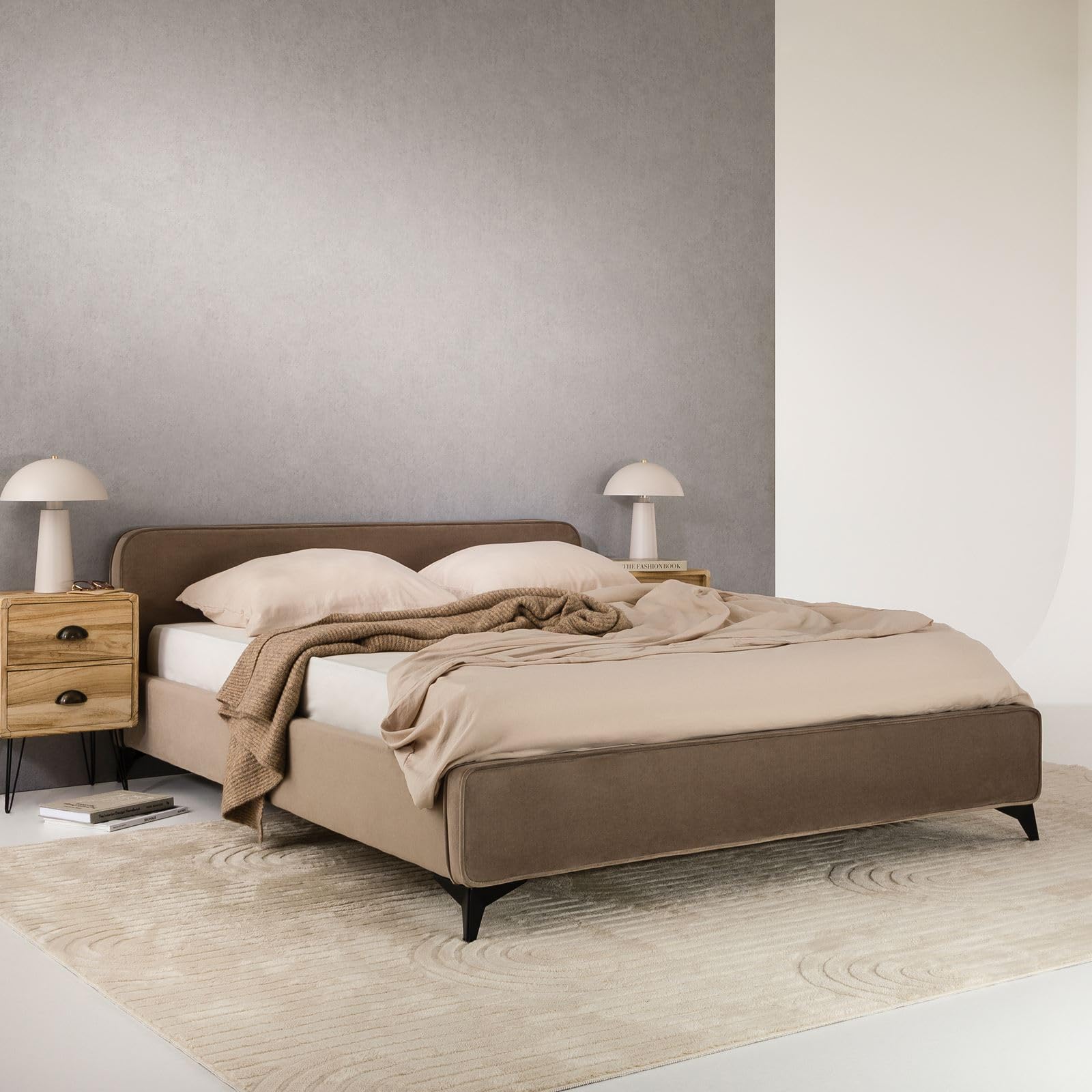Gestoffeerd bed 140x200 met USB, bed met kofferbak en