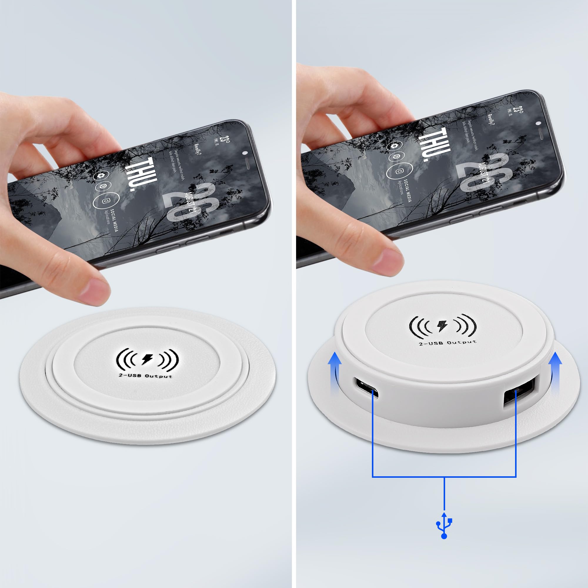 Usb Charger Station 3 In 1 Embedded Fast Wireless Charger With ...