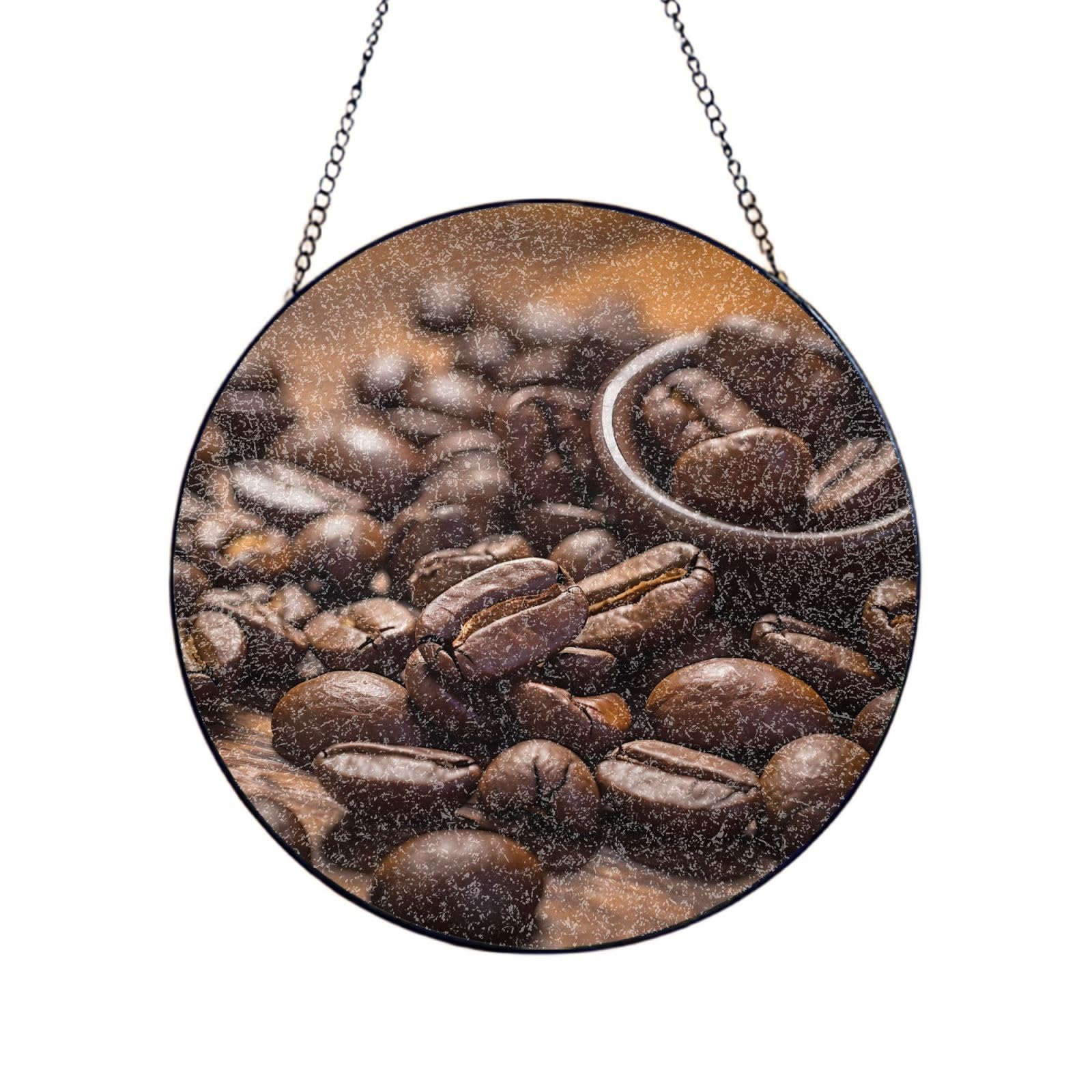 Phayah Caffeine Bean Print Stained Glass Window Hanging Sun Catchers Decoration Mother'S Day Birthday Gifts For Home Garden Porch 12in（30cm）