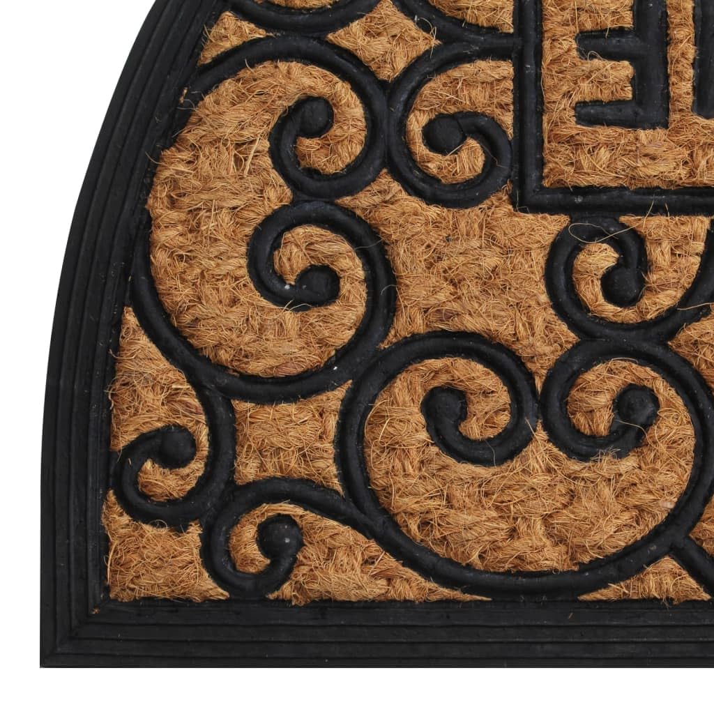 Felpudo semicircular 45 x 75 cm de goma y fibra de coco antideslizante para entrada, pasillo, terraza y jardín, resistente, impermeable, fácil de limpiar