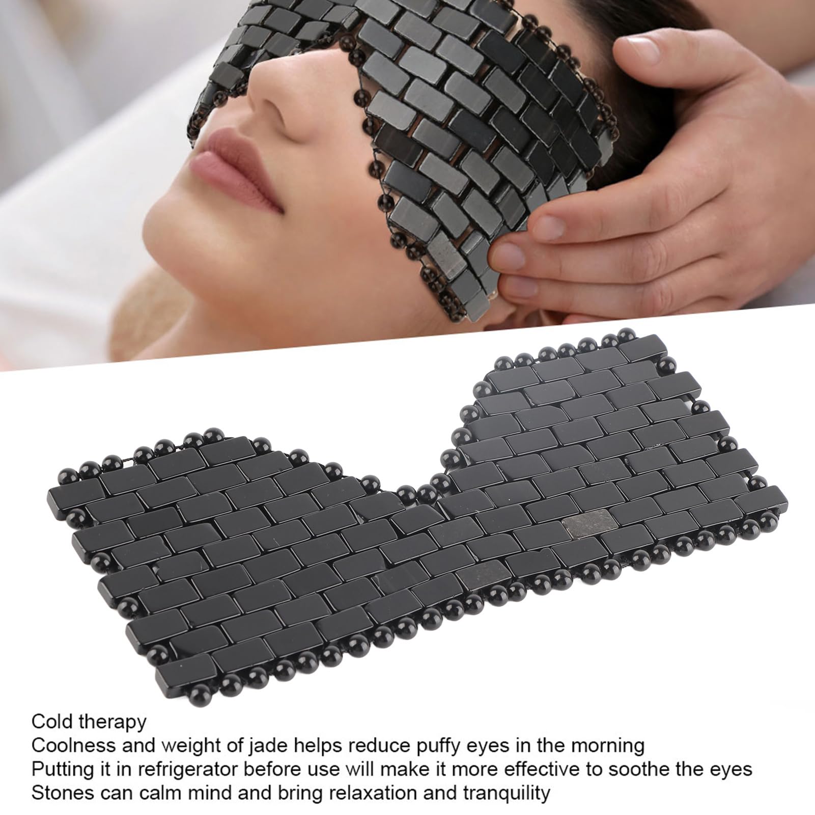 Masque Rafraîchissant pour les Yeux en Pierre de Jade, Yeux Gonflés, Soulage et Favorise le Sommeil, avec des Pierres Froides et Apaisantes