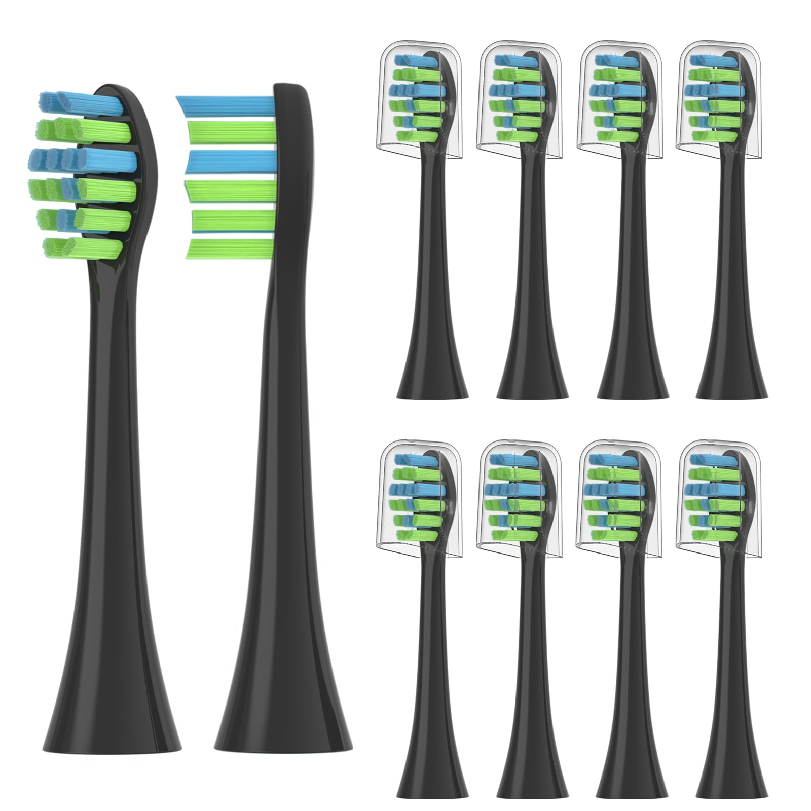 10 Pack Toothbrush Replacement Heads Compatible with 7AM2M AM100/AM105/AM110 Electric Toothbrush, Soft Brush Bristles, Black