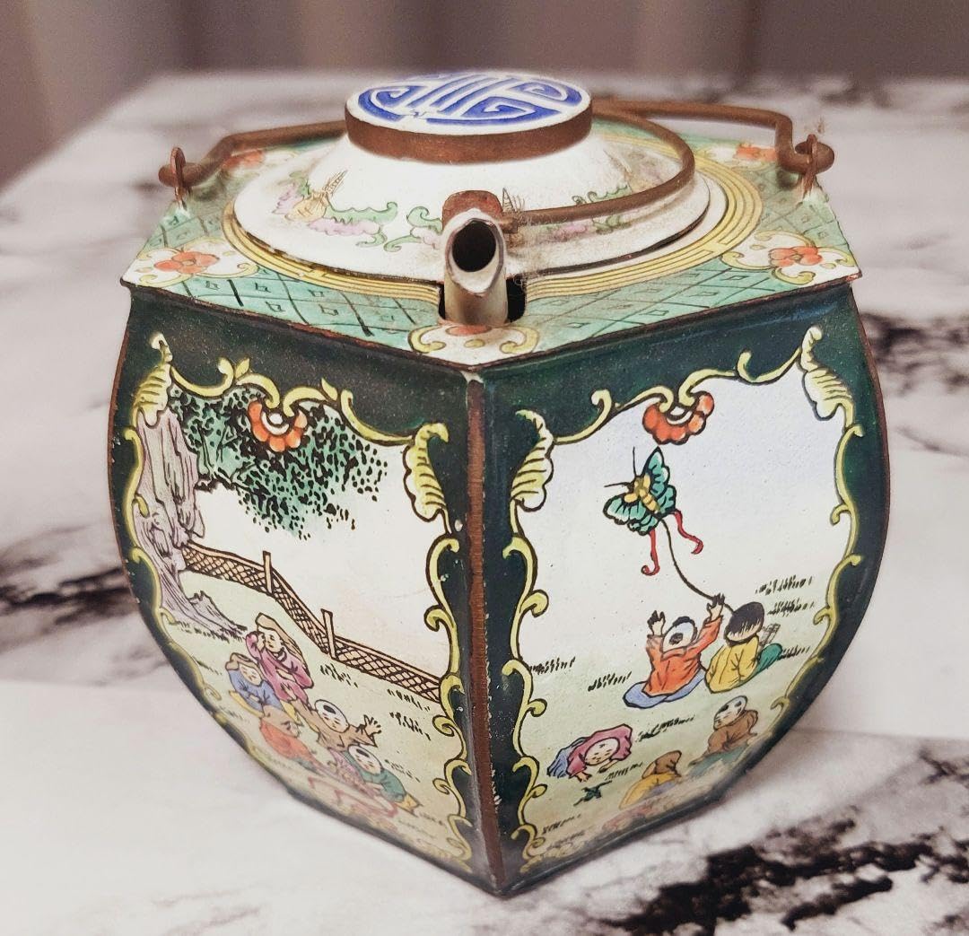 Chinese Hexagonal Sake Bottle, Chiroli, Hot Sake, Daeming Sentoku, Antique Vintage, Tokuri, Komi