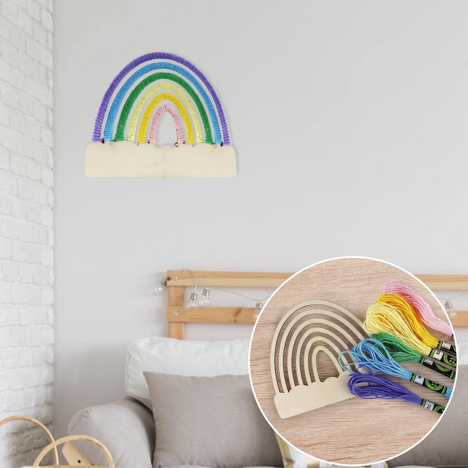 Decorazioni Macramè Arcobaleno - 3 Pezzi Appendi Parete Con Perline Legno Per Camera Bambini - Foto 9