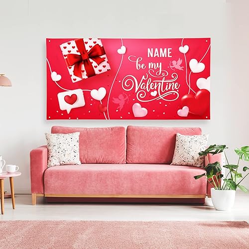 Miniatura 80 de Cartel de fondo personalizado para el día de San Valentín, decoración de San Valentín, letrero de vinilo con texto en inglés "Be My Valentine