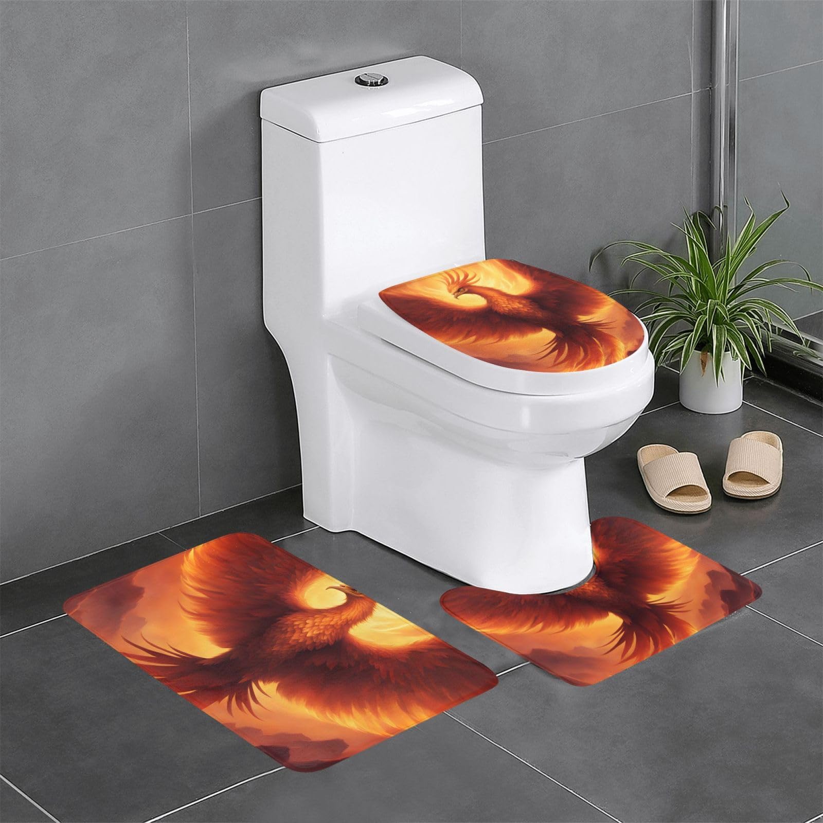 Tapis de salle de bain Phoenix lot de 3 tapis antidérapants 61x40cm