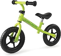 TOMY John Deere 10 Inch Toddler Balance Bike Green - Adjustable Seat Handlebars Sturdy Lightweight for Ages 2+