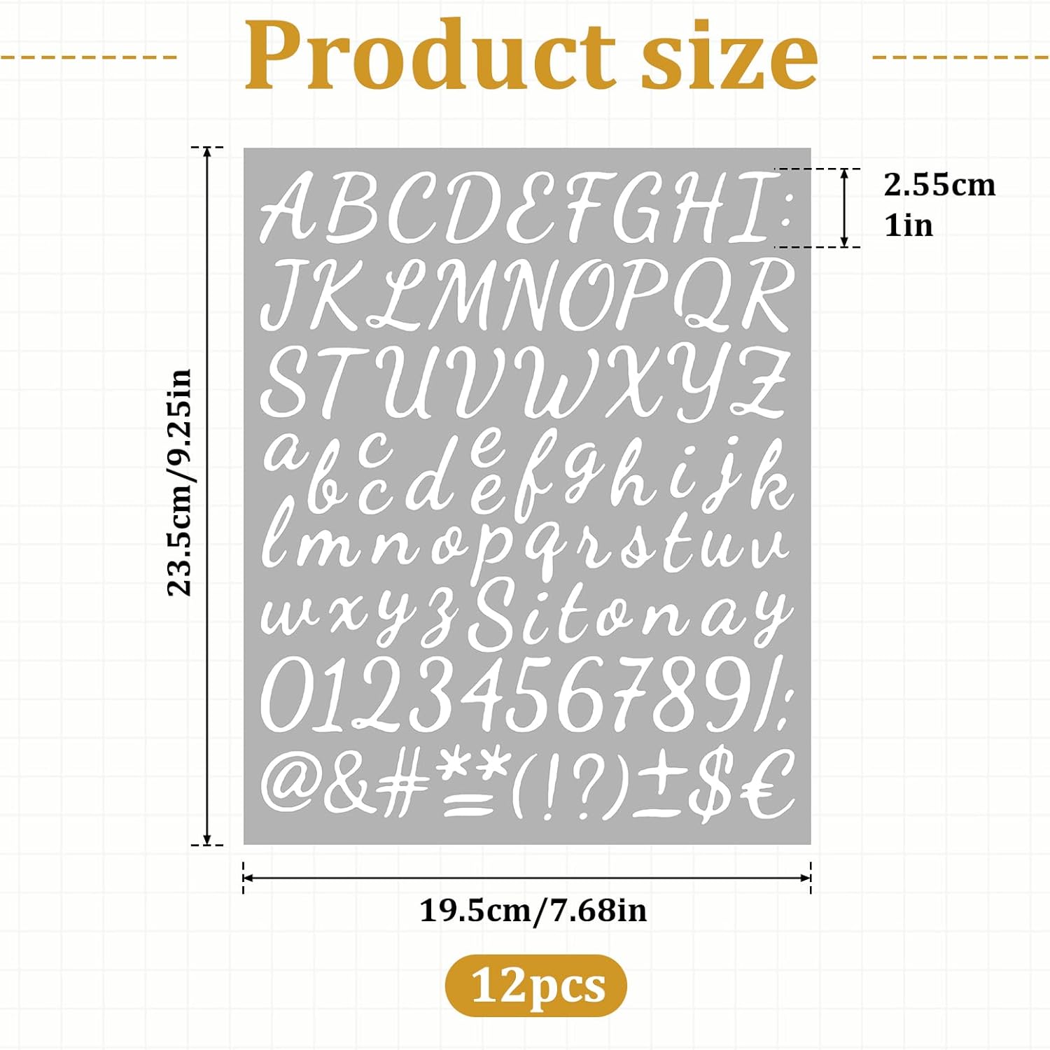 12 Sheets Small Letter Stickers, Vinyl Letters Numbers Stickers Kit, 1 Inch Vinyl Self Adhesive Waterproof Scrapbook Letter Sticker for Books, Tables, Transform Household Items