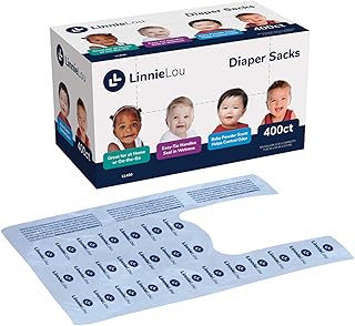 LinnieLou Disposable Diaper Sack Portable Essentials kit, (400 Pack), Blue