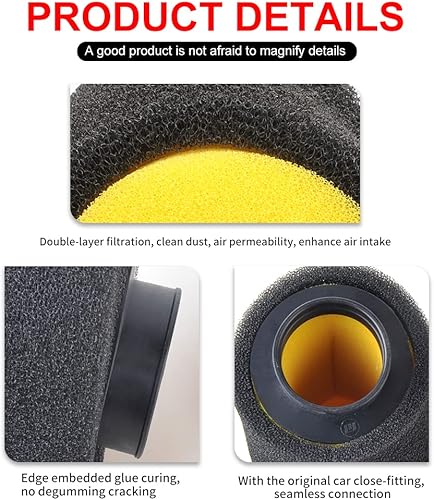 Miniatura 6 de NIBBI Filtro de aire de espuma, repuesto universal de 1.772 in, filtro de aire de alto rendimiento, limpiador de admisión para Go Kart, ciclomotor,
