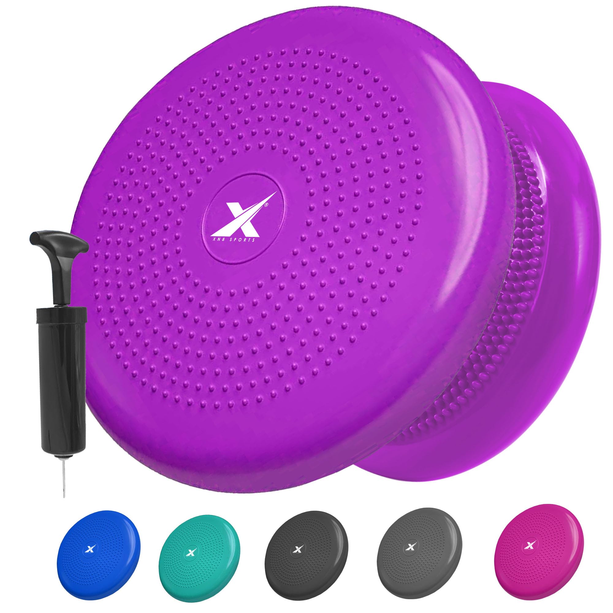 XN8 Sports Wobble Cushion Non-Slip Inflatable Board - Balance Cushion with Pump for Core Training-Fitness- Exercise-Posture-Agility-Gym-Workouts-Yoga - Sensory Cushion for Chair
