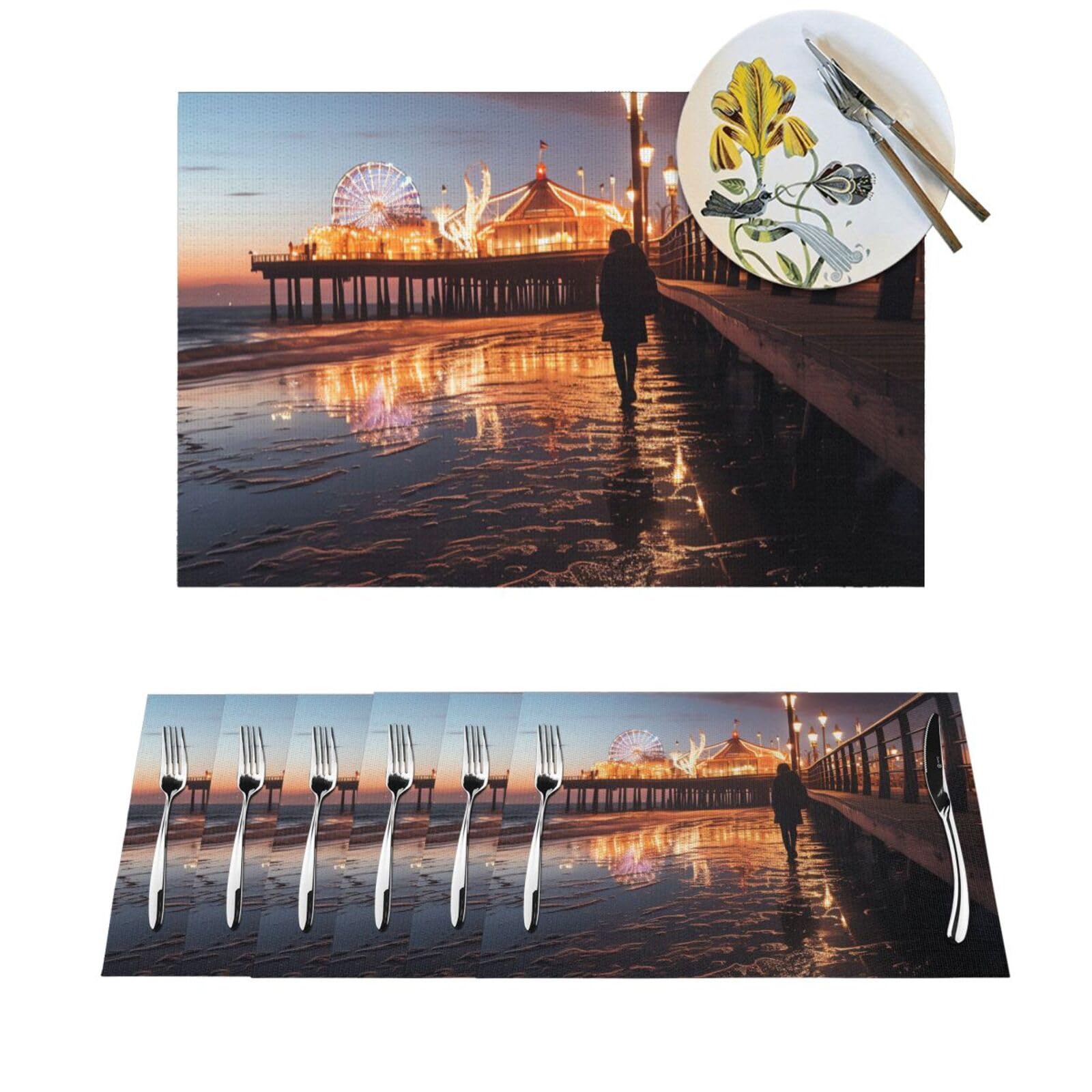 Sets de table en PVC tissé antidérapant lot de 6 lavables pour cuisine 45x30 cm