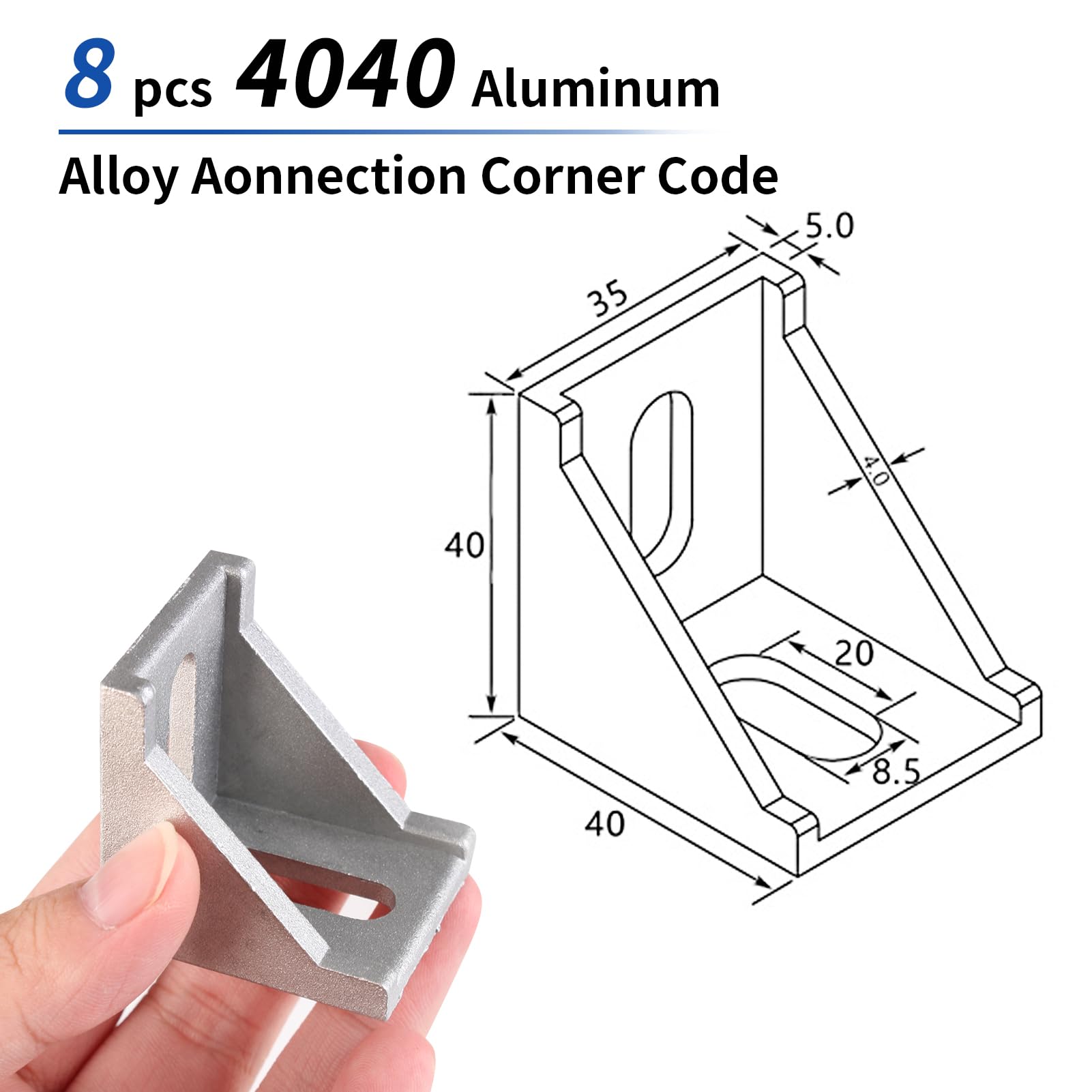 20-100 x montagemateriaal hoek, aluminium profiel 40 x 40 cm, groef 8 aluminium hoekverbindingen, hoekverbindingen, wandhouder 90 graden hoek raster voor stutprofiel, 3D-printer, CNC-router, doe-het-zelfprojecten
