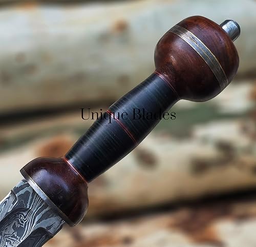 Miniatura 3 de Roman Spatha - Espada de batalla de acero de Damasco, hoja de espiga completa de 36 pulgadas con ranura de sangre, colección Third Century Viking