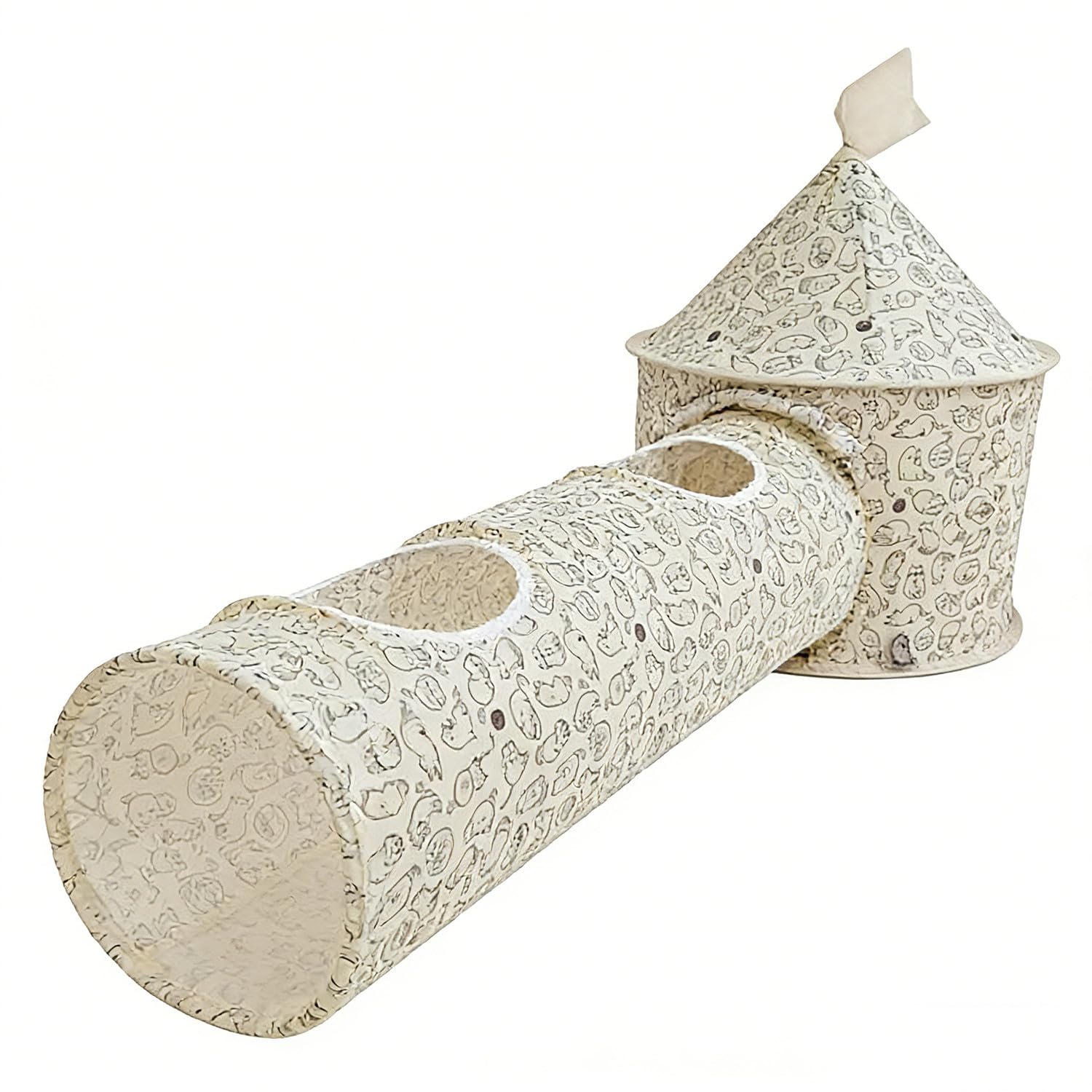 Cat Tunnel Pet Toy Tunnel,Cat Tube Pop Up Tunnel Set,Collapsible Kitty Tunnel Long with Plush Ball,Kitten Toys for Indoor,also suitable for puppies, rabbits, chinchillas (White)