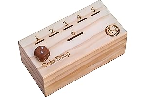 The Penny Game: Coin Drop Game For Kids/Adults With Dice And Wooden Box