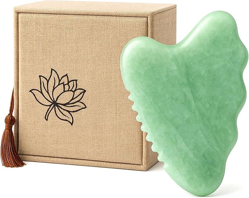 Ferramenta facial Gua Sha de pedra de jade com borda tipo pente WYGOAKG
