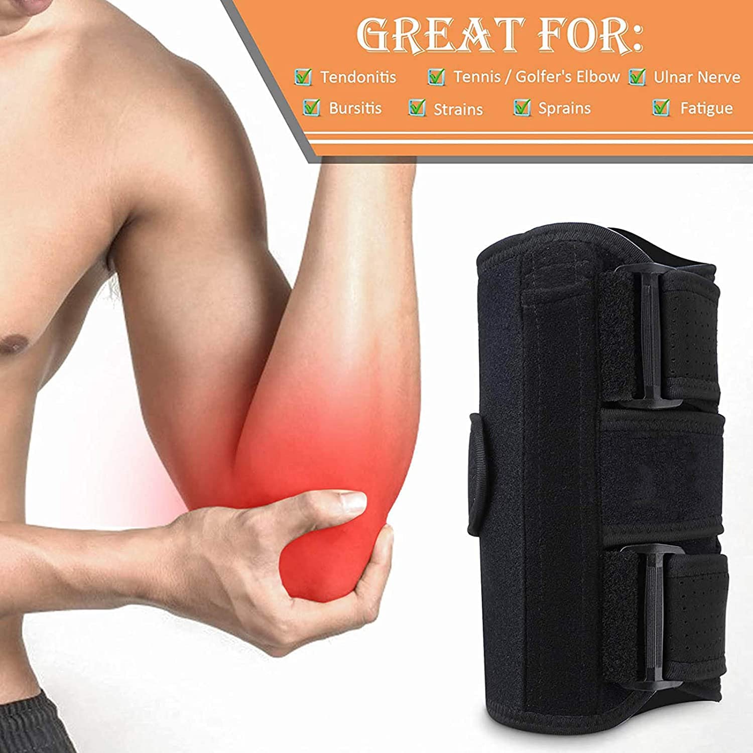 Tutore per Stecca per Gomito, Ortesi per Articolazione del Gomito Post-operatoria Regolabile con Stabilizzatore A Molla, Supporto per Gomito Traspirante per Sollievo dal Dolore Articolare